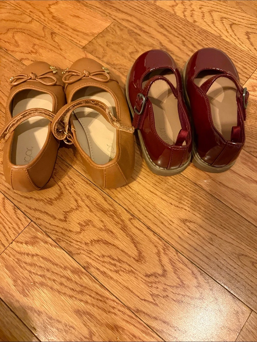 Burgundy Old Navy Girls shoes size 9 & tan Sugar brand flats are a size 10